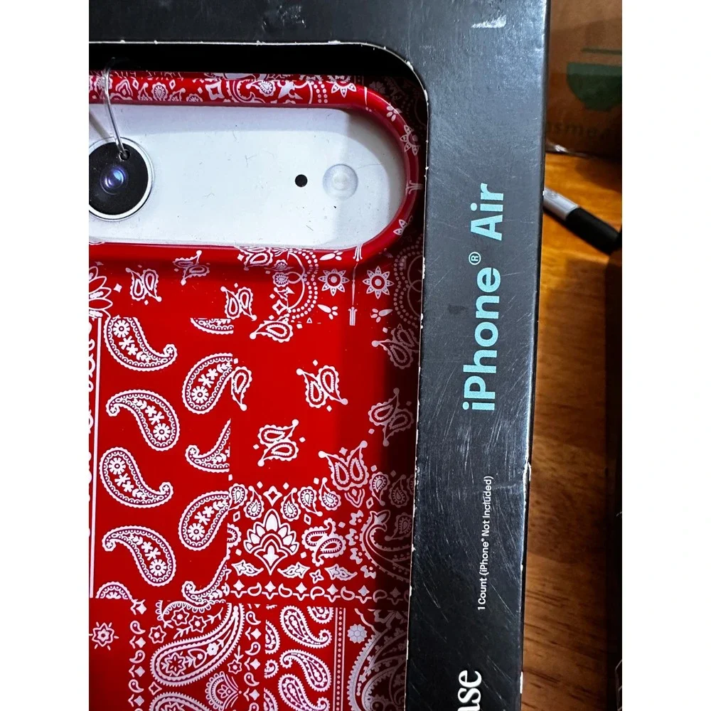 Hello Lux Red Bandana Square Phone Case for iPhone Air MagSafe TPU Paisley